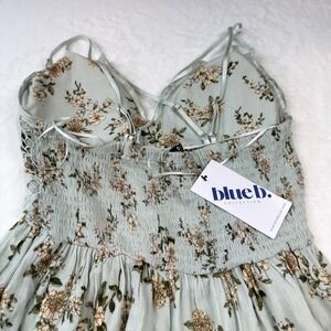 Blue B Collection Floral Maxi Dress Womens Medium Sage Green NWT Crochet Lace